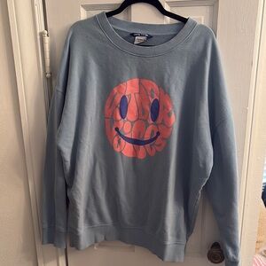 Champion Blue Sweater with Pink Graphic